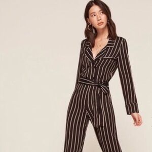Reformation Weston Striped Jumpsuit Sz 0 Wide Leg. Originally $218